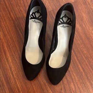 Fergalicious Black Suede Block Heel Pumps